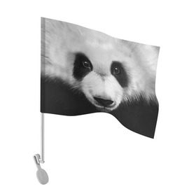 Флаг для автомобиля с принтом Морда панды в Кировске, 100% полиэстер | Размер: 30*21 см | 