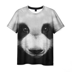 Мужская футболка 3D с принтом Морда панды в Кировске, 100% полиэфир | прямой крой, круглый вырез горловины, длина до линии бедер | Тематика изображения на принте: 