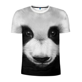 Мужская футболка 3D спортивная с принтом Морда панды в Кировске, 100% полиэстер с улучшенными характеристиками | приталенный силуэт, круглая горловина, широкие плечи, сужается к линии бедра | Тематика изображения на принте: 