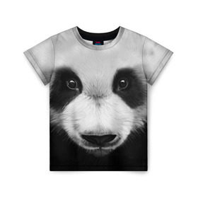 Детская футболка 3D с принтом Морда панды в Кировске, 100% гипоаллергенный полиэфир | прямой крой, круглый вырез горловины, длина до линии бедер, чуть спущенное плечо, ткань немного тянется | 
