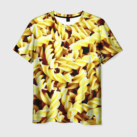Мужская футболка 3D с принтом Макароны в Кировске, 100% полиэфир | прямой крой, круглый вырез горловины, длина до линии бедер | еда | макароны | паста | хлебные