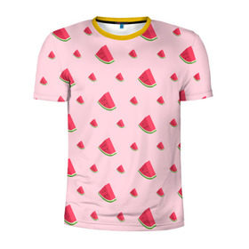Мужская футболка 3D спортивная с принтом Сочные арбузики в Кировске, 100% полиэстер с улучшенными характеристиками | приталенный силуэт, круглая горловина, широкие плечи, сужается к линии бедра | арбузы | арт | еда | лето | фрукты