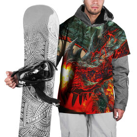 Накидка на куртку 3D с принтом Дракон в Кировске, 100% полиэстер |  | Тематика изображения на принте: дракон | лава | огонь | пламя