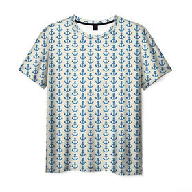 Мужская футболка 3D с принтом Якоря в Кировске, 100% полиэфир | прямой крой, круглый вырез горловины, длина до линии бедер | вмф | вода | военно морской флот | волны | жизнь | корабли | море | океан | трайблы | узоры | якорь