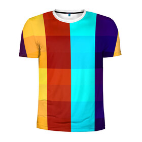Мужская футболка 3D спортивная с принтом Цветные кубики в Кировске, 100% полиэстер с улучшенными характеристиками | приталенный силуэт, круглая горловина, широкие плечи, сужается к линии бедра | Тематика изображения на принте: квадраты | плитка | разноцветные