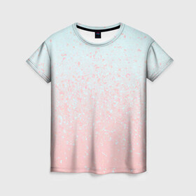 Женская футболка 3D с принтом Pink Blue Gradient в Кировске, 100% полиэфир ( синтетическое хлопкоподобное полотно) | прямой крой, круглый вырез горловины, длина до линии бедер | blu | gradient | pink | голубое | градиент | розовое