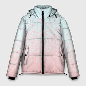Мужская зимняя куртка 3D с принтом Pink Blue Gradient в Кировске, верх — 100% полиэстер; подкладка — 100% полиэстер; утеплитель — 100% полиэстер | длина ниже бедра, свободный силуэт Оверсайз. Есть воротник-стойка, отстегивающийся капюшон и ветрозащитная планка. 

Боковые карманы с листочкой на кнопках и внутренний карман на молнии. | Тематика изображения на принте: blu | gradient | pink | голубое | градиент | розовое