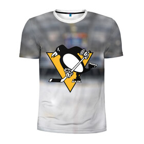 Мужская футболка 3D спортивная с принтом Pittsburg Penguins в Кировске, 100% полиэстер с улучшенными характеристиками | приталенный силуэт, круглая горловина, широкие плечи, сужается к линии бедра | питтсбург | хоккей