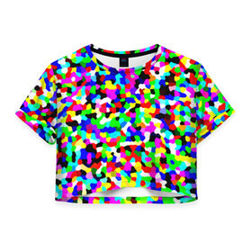Женская футболка 3D укороченная с принтом Цветной шум в Кировске, 100% полиэстер | круглая горловина, длина футболки до линии талии, рукава с отворотами | Тематика изображения на принте: камуфляж
