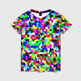 Женская футболка 3D с принтом Цветной шум в Кировске, 100% полиэфир ( синтетическое хлопкоподобное полотно) | прямой крой, круглый вырез горловины, длина до линии бедер | Тематика изображения на принте: камуфляж