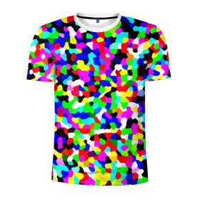 Мужская футболка 3D спортивная с принтом Цветной шум в Кировске, 100% полиэстер с улучшенными характеристиками | приталенный силуэт, круглая горловина, широкие плечи, сужается к линии бедра | Тематика изображения на принте: камуфляж