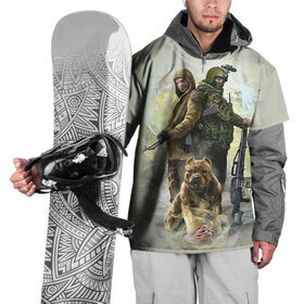 Накидка на куртку 3D с принтом Солдаты и собака в Кировске, 100% полиэстер |  | 