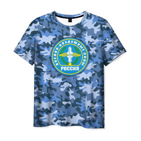 Мужская футболка 3D с принтом ВВС России в Кировске, 100% полиэфир | прямой крой, круглый вырез горловины, длина до линии бедер | авиация | армейская атрибутика | армия | ввс | всё выше | день ввс | и выше | камуфляж | небо | россия | самолёты