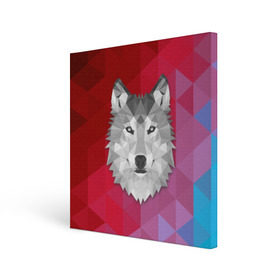 Холст квадратный с принтом Полигональный волк в Кировске, 100% ПВХ |  | волк | полигоны