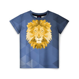 Детская футболка 3D с принтом Полигональный Лев в Кировске, 100% гипоаллергенный полиэфир | прямой крой, круглый вырез горловины, длина до линии бедер, чуть спущенное плечо, ткань немного тянется | лев | полигоны