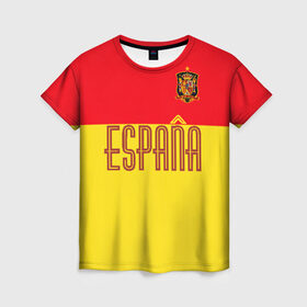 Женская футболка 3D с принтом Сборная Испании по футболу в Кировске, 100% полиэфир ( синтетическое хлопкоподобное полотно) | прямой крой, круглый вырез горловины, длина до линии бедер | испания