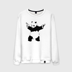 Мужской свитшот хлопок с принтом Panda & Guns в Кировске, 100% хлопок |  | panda | крутой | оружие | панда | пистолет | револьвер | рисунок