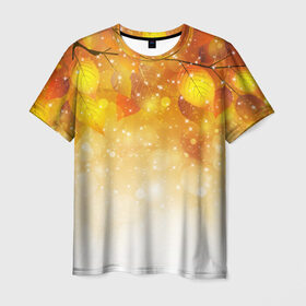 Мужская футболка 3D с принтом Листья желтые в Кировске, 100% полиэфир | прямой крой, круглый вырез горловины, длина до линии бедер | природа.весна.листья.разное.прикольные