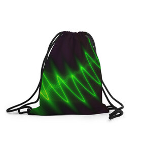 Рюкзак-мешок 3D с принтом Молния в Кировске, 100% полиэстер | плотность ткани — 200 г/м2, размер — 35 х 45 см; лямки — толстые шнурки, застежка на шнуровке, без карманов и подкладки | волна | зеленый | темный