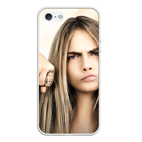 Чехол для iPhone 5/5S матовый с принтом Cara Delevingne в Кировске, Силикон | Область печати: задняя сторона чехла, без боковых панелей | actress | angry | body art | british top model | cara delevingne | emotion | актриса | боди арт | британская топ модель | делевинь | кара | сердитая | эмоция