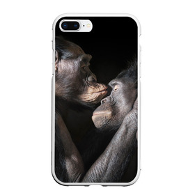 Чехол для iPhone 7Plus/8 Plus матовый с принтом Шимпанзе в Кировске, Силикон | Область печати: задняя сторона чехла, без боковых панелей | chimps | family | feelings | kiss | monkeys | primates | любовь | обезьяны | поцелуй | приматы | семья | чувства | шимпанзе