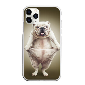 Чехол для iPhone 11 Pro матовый с принтом Бульдог английский в Кировске, Силикон |  | animals | breed | dog | english bulldog | funny | joke | pants | surrealism | бульдог английский | животное | порода | прикол | собака | сюрреализм | шутка