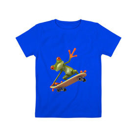 Детская футболка хлопок с принтом Лягушка на скейтборде в Кировске, 100% хлопок | круглый вырез горловины, полуприлегающий силуэт, длина до линии бедер | скейт | скейтбординг | спорт
