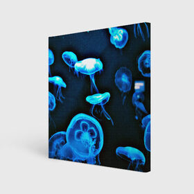 Холст квадратный с принтом Meduse в Кировске, 100% ПВХ |  | Тематика изображения на принте: вода | медузы | море | морские | океан