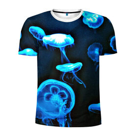 Мужская футболка 3D спортивная с принтом Meduse в Кировске, 100% полиэстер с улучшенными характеристиками | приталенный силуэт, круглая горловина, широкие плечи, сужается к линии бедра | Тематика изображения на принте: вода | медузы | море | морские | океан