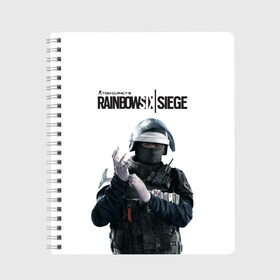 Тетрадь с принтом Rainbow Six Siege в Кировске, 100% бумага | 48 листов, плотность листов — 60 г/м2, плотность картонной обложки — 250 г/м2. Листы скреплены сбоку удобной пружинной спиралью. Уголки страниц и обложки скругленные. Цвет линий — светло-серый
 | rainbow six | tom clancy’s