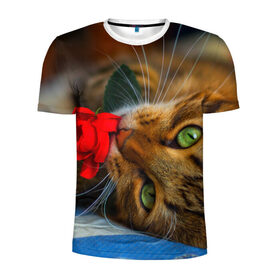 Мужская футболка 3D спортивная с принтом Кошечка в Кировске, 100% полиэстер с улучшенными характеристиками | приталенный силуэт, круглая горловина, широкие плечи, сужается к линии бедра | животные | кот | кошка | милая