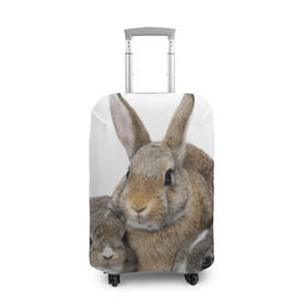 Чехол для чемодана 3D с принтом Кролики в Кировске, 86% полиэфир, 14% спандекс | двустороннее нанесение принта, прорези для ручек и колес | animals | bunnies | cute | eared | family | fluffy | kids | mom | rabbits | животные | зайцы | кролики | малыши | мама | милые | пушистые | семья | ушастые