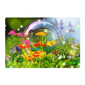 Магнитный плакат 3Х2 с принтом Цветы и мыльный пузырь в Кировске, Полимерный материал с магнитным слоем | 6 деталей размером 9*9 см | Тематика изображения на принте: 