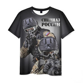 Мужская футболка 3D с принтом Спецназ России в Кировске, 100% полиэфир | прямой крой, круглый вырез горловины, длина до линии бедер | отряд | рф | специального назначения