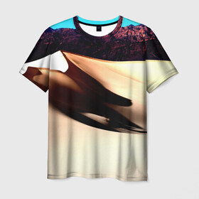 Мужская футболка 3D с принтом Сахара в Кировске, 100% полиэфир | прямой крой, круглый вырез горловины, длина до линии бедер | Тематика изображения на принте: жара | песок | пустыня | сахара