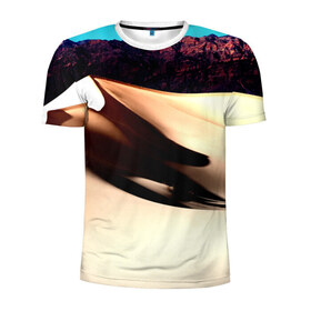 Мужская футболка 3D спортивная с принтом Сахара в Кировске, 100% полиэстер с улучшенными характеристиками | приталенный силуэт, круглая горловина, широкие плечи, сужается к линии бедра | Тематика изображения на принте: жара | песок | пустыня | сахара
