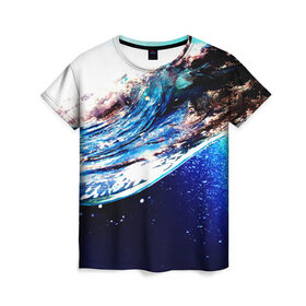 Женская футболка 3D с принтом Волны в Кировске, 100% полиэфир ( синтетическое хлопкоподобное полотно) | прямой крой, круглый вырез горловины, длина до линии бедер | blue | вода | волна | море | океан | природа