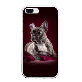 Чехол для iPhone 7Plus/8 Plus матовый с принтом Бульдог в Кировске, Силикон | Область печати: задняя сторона чехла, без боковых панелей | бульдог | кутёнок | прикольные картинки | собака | щенок