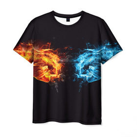 Мужская футболка 3D с принтом Кулаки в Кировске, 100% полиэфир | прямой крой, круглый вырез горловины, длина до линии бедер | вода | кулаки | огонь | руки