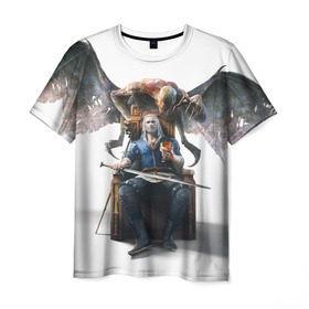 Мужская футболка 3D с принтом The Witcher в Кировске, 100% полиэфир | прямой крой, круглый вырез горловины, длина до линии бедер | Тематика изображения на принте: witcher | ведьмак | геральт