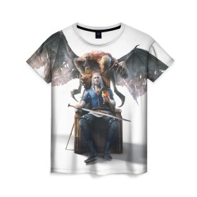 Женская футболка 3D с принтом The Witcher в Кировске, 100% полиэфир ( синтетическое хлопкоподобное полотно) | прямой крой, круглый вырез горловины, длина до линии бедер | witcher | ведьмак | геральт