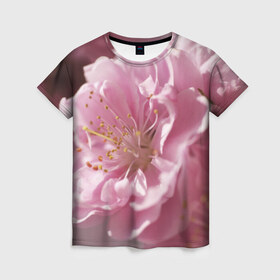 Женская футболка 3D с принтом Розовые цветы в Кировске, 100% полиэфир ( синтетическое хлопкоподобное полотно) | прямой крой, круглый вырез горловины, длина до линии бедер | девушкам | розы | цветочки | цветы