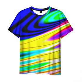 Мужская футболка 3D с принтом Волны красок в Кировске, 100% полиэфир | прямой крой, круглый вырез горловины, длина до линии бедер | разводы | цветной | яркий