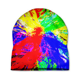 Шапка 3D с принтом Взрыв цветов в Кировске, 100% полиэстер | универсальный размер, печать по всей поверхности изделия | брызги | краски | разноцветный | яркий