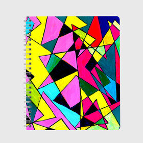 Тетрадь с принтом Треугольники в Кировске, 100% бумага | 48 листов, плотность листов — 60 г/м2, плотность картонной обложки — 250 г/м2. Листы скреплены сбоку удобной пружинной спиралью. Уголки страниц и обложки скругленные. Цвет линий — светло-серый
 | картина | разноцветный | яркий