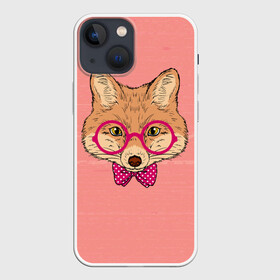 Чехол для iPhone 13 mini с принтом Лиса в Кировске,  |  | бантик | белый | горошек | жёлтый | коричневый | красный | лиса в очках | оранжевый | очки | розовый | цвет
