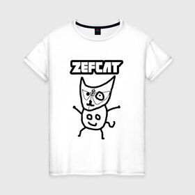 Женская футболка хлопок с принтом Zef cat (Die Antwoord) в Кировске, 100% хлопок | прямой крой, круглый вырез горловины, длина до линии бедер, слегка спущенное плечо | cat | die antwoord | zef