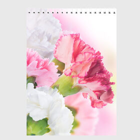 Скетчбук с принтом Белые и розовые цветы в Кировске, 100% бумага
 | 48 листов, плотность листов — 100 г/м2, плотность картонной обложки — 250 г/м2. Листы скреплены сверху удобной пружинной спиралью | лепестки | прикольные картинки | цветочки | цветы