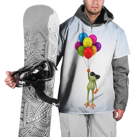 Накидка на куртку 3D с принтом Лягушка на воздушных шарах в Кировске, 100% полиэстер |  | 