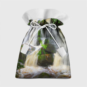 Подарочный 3D мешок с принтом Водопад в Кировске, 100% полиэстер | Размер: 29*39 см | Тематика изображения на принте: 